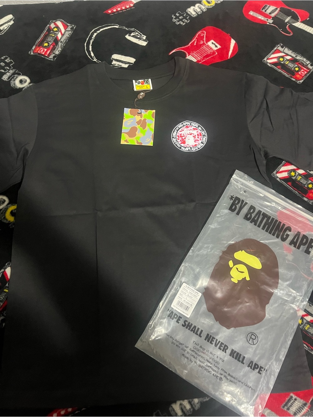 Bape Black Short Sleeve Tee with Small Chest Logo